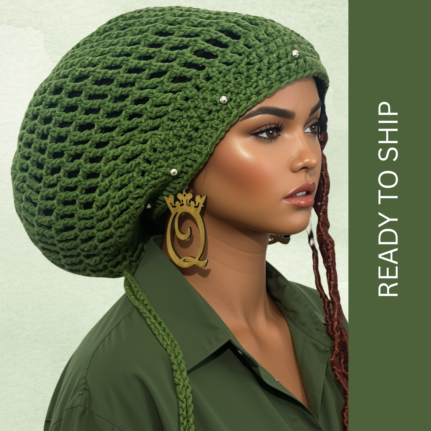 Crochet Rasta Tam with drawstring, Slouchy hat for women,  Big hats