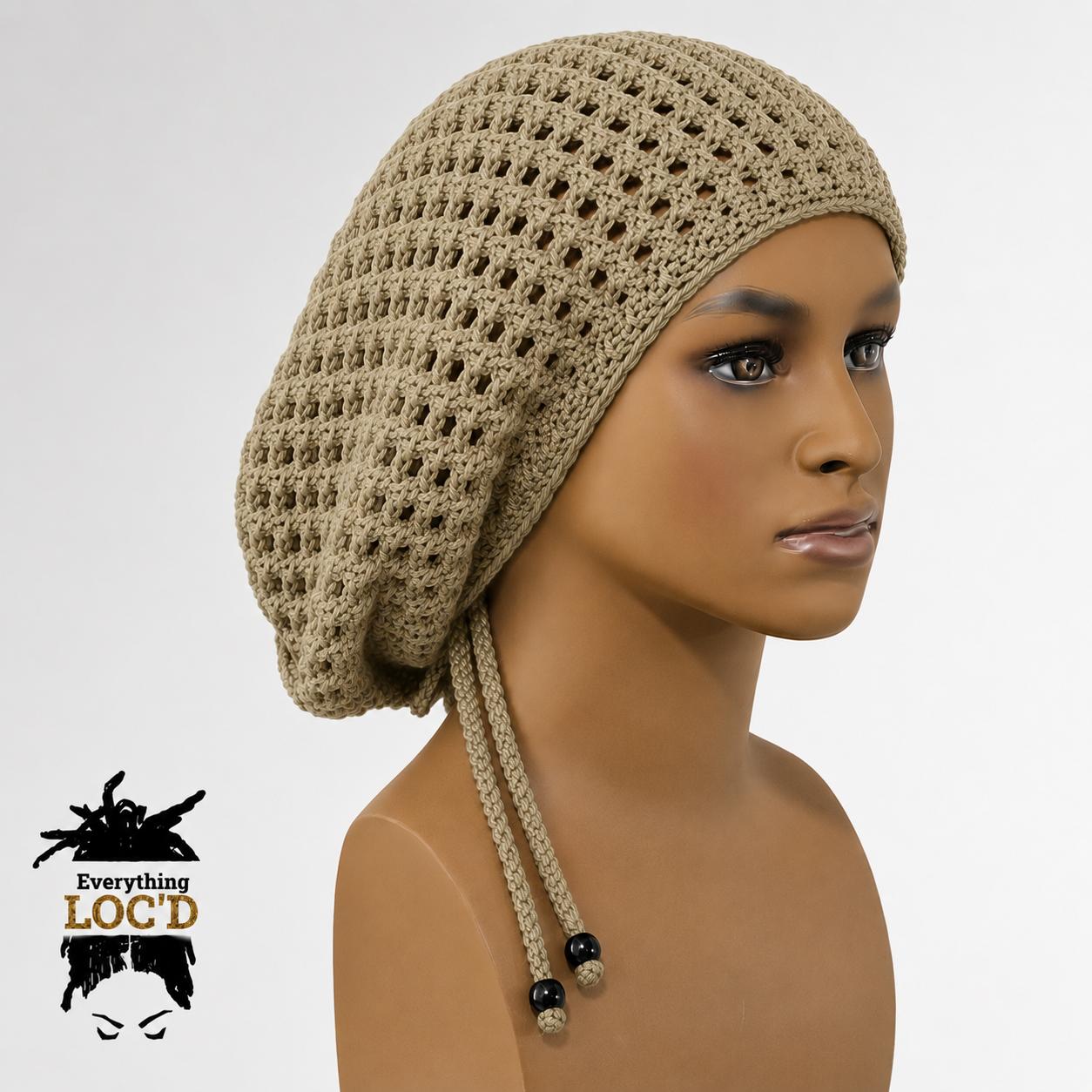 Crochet Oversized Black Cotton Men Rasta Tam for Dreadlocks, Slouchy Beanie, Gift for men or women, big hat with drawstring, Everything Locd