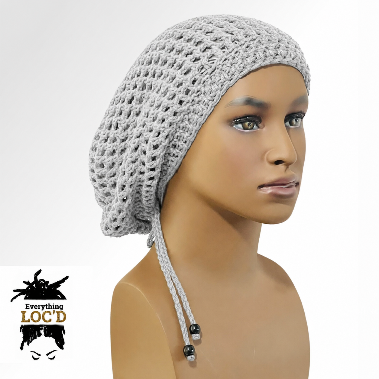 Crochet Oversized Black Cotton Men Rasta Tam for Dreadlocks, Slouchy Beanie, Gift for men or women, big hat with drawstring, Everything Locd