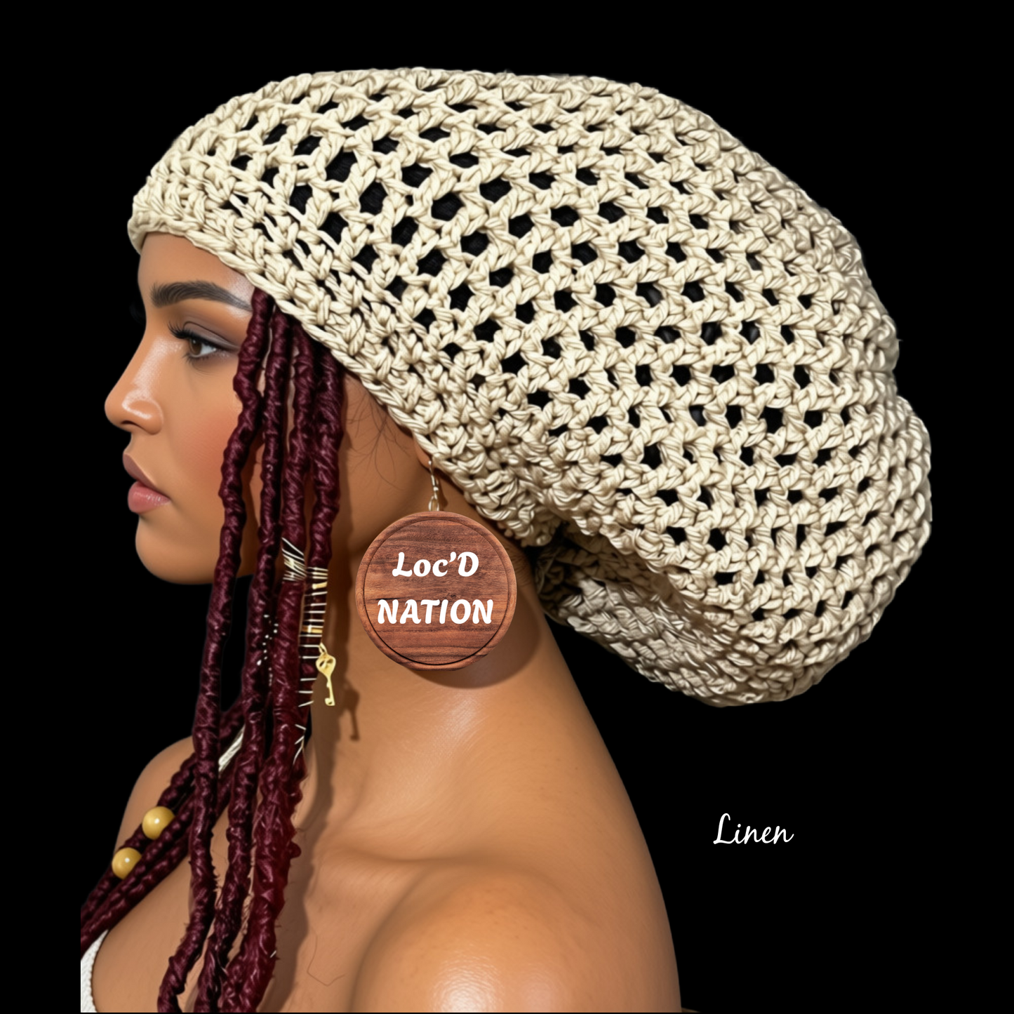 Crochet Dreadlock Tam with Drawstring, Slouchy hats for big hair, Dreads hat