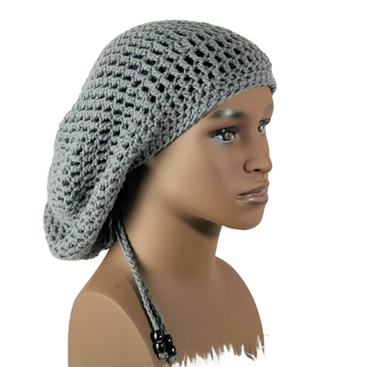 Dreadlock Cotton hat with drawstring, Slouchy Beanie hat, Rasta Tam for dreads, All seasons loc cap