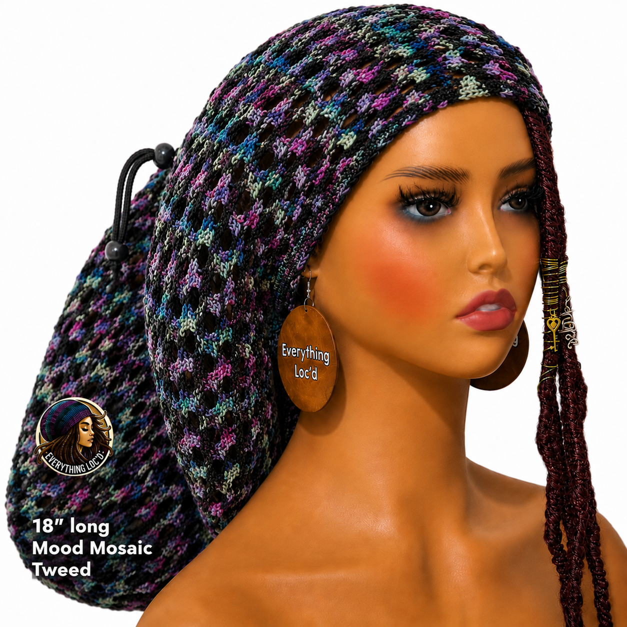 Crochet Rasta Tam with drawstring, Mega Slouchy Beanie, Large Adjustable dreadlock cap, Everything Locd