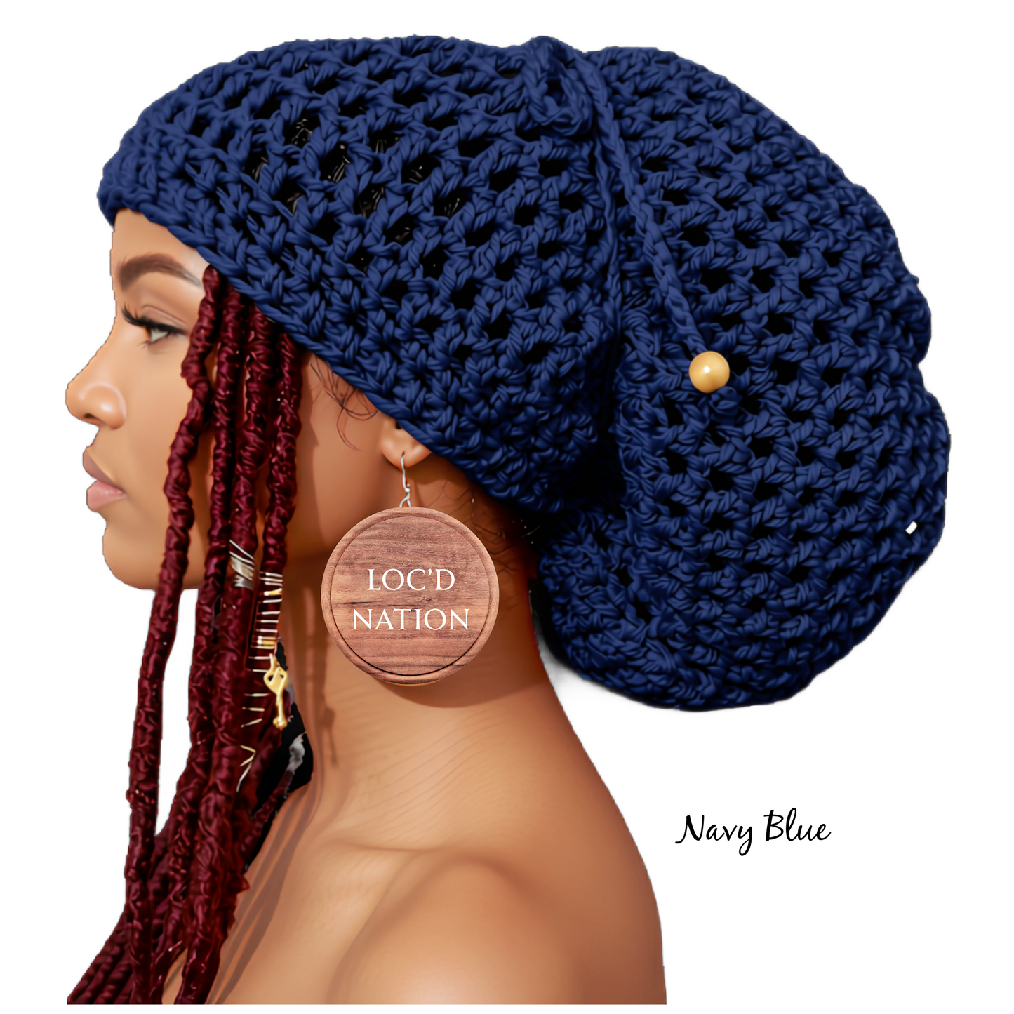 Crochet Dreadlock Tam with Drawstring, Slouchy hats for big hair, Dreads hat