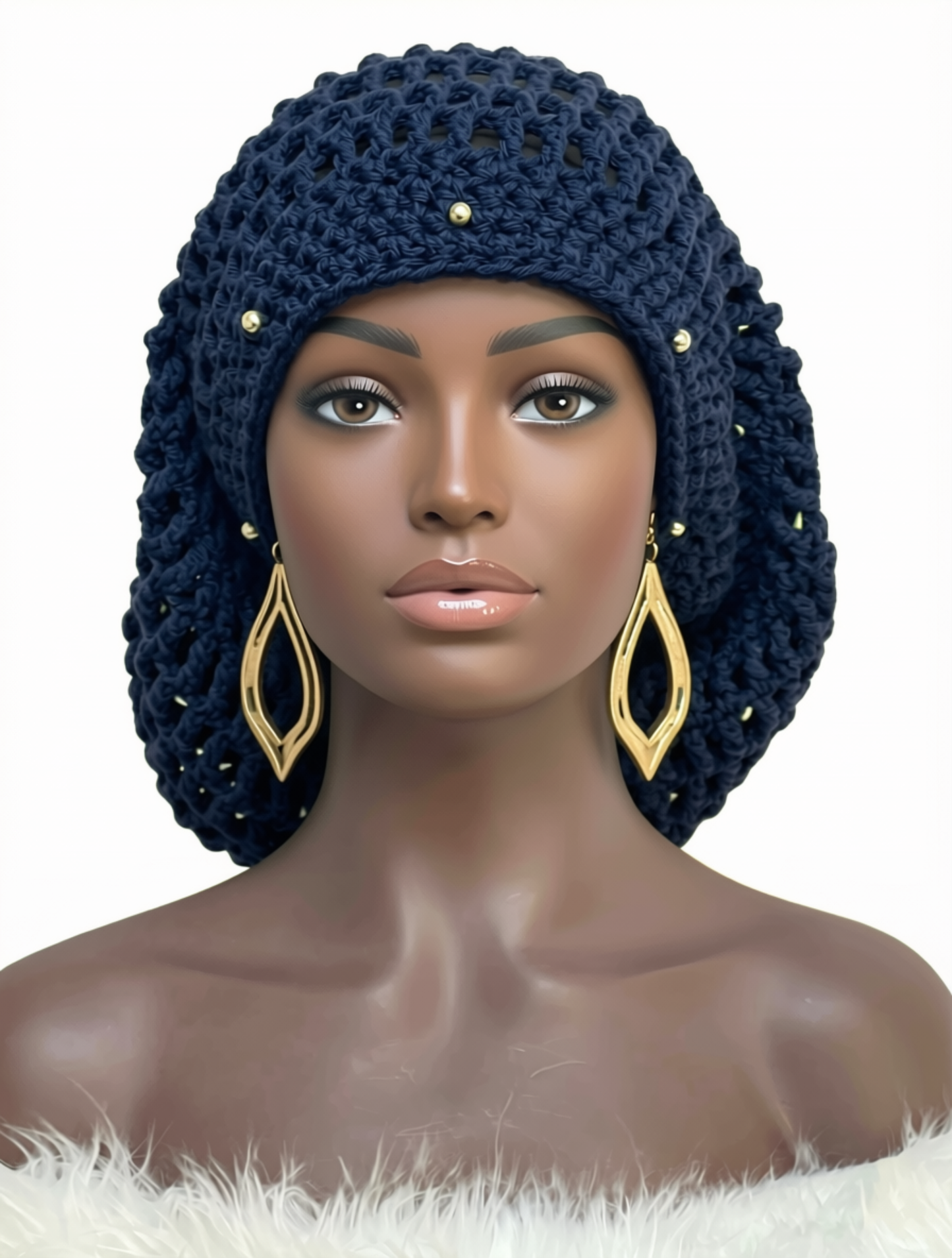 Dreadlock Tam with drawstring, Big Hair Slouchy Tam for Locs, Dreads & Braids, Crochet Rasta dreads hat
