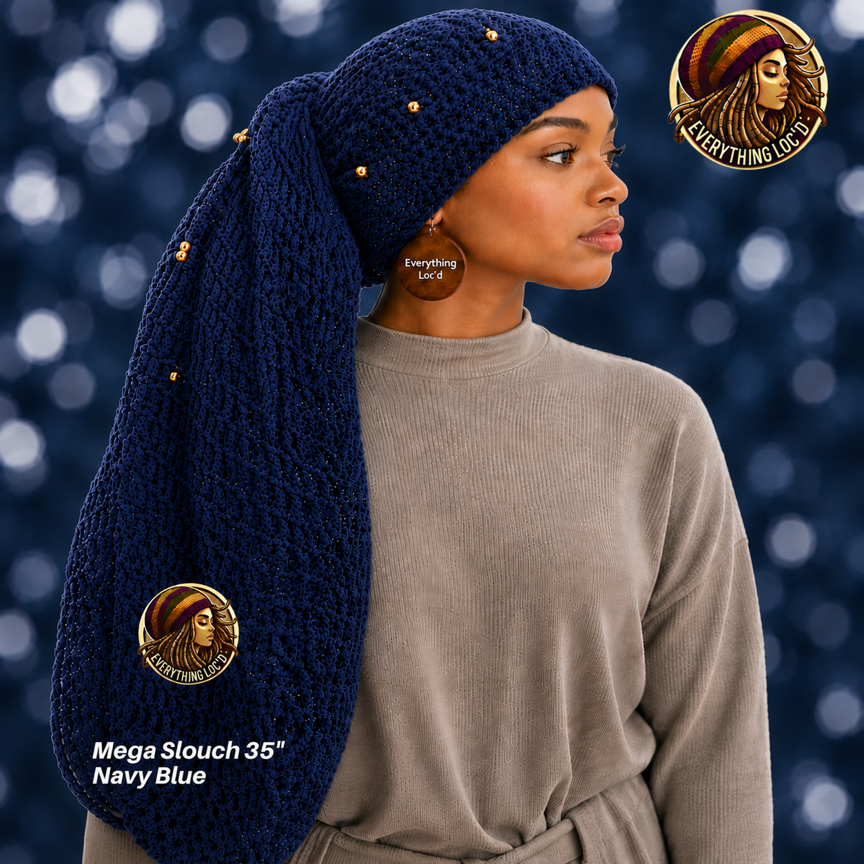 Mega Slouchy Dreadlock Rasta Tam with adjustable Drawstring, Extra Large Hats
