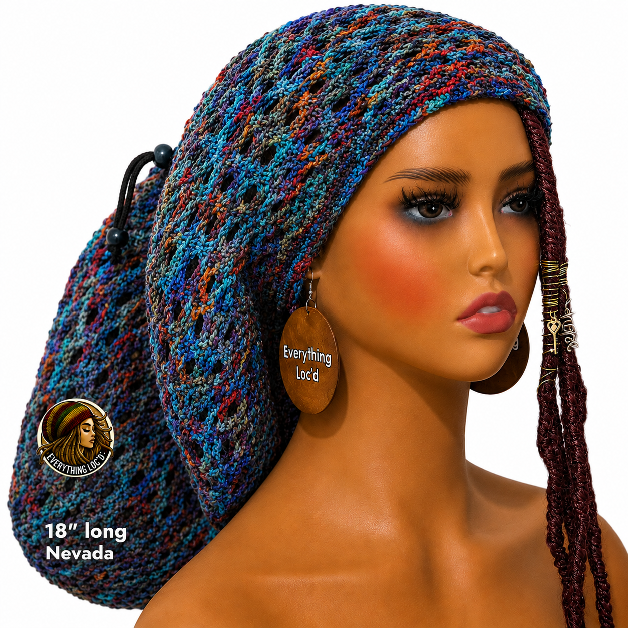 Crochet Rasta Tam with drawstring, Mega Slouchy Beanie, Large Adjustable dreadlock cap, Everything Locd