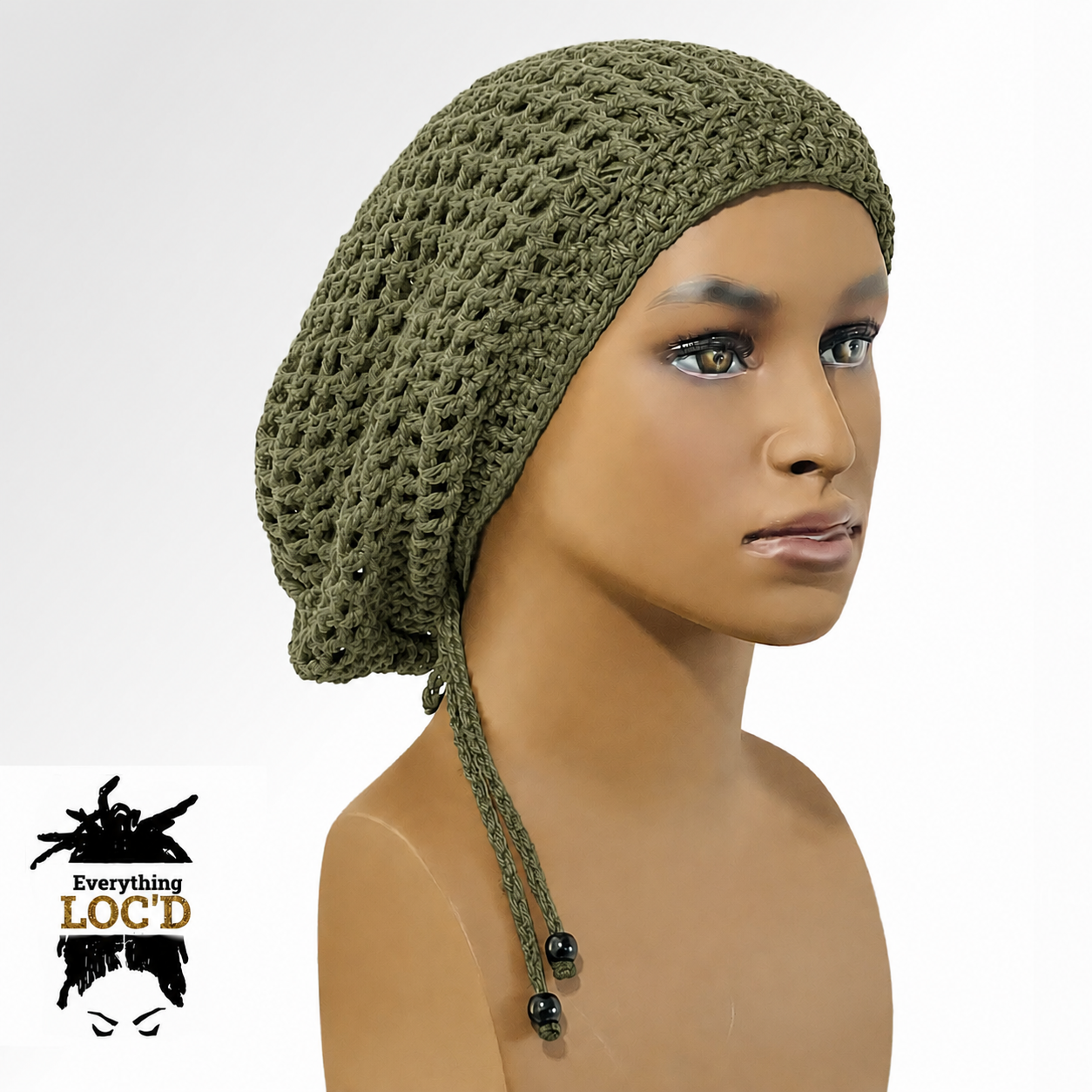 Crochet Oversized Black Cotton Men Rasta Tam for Dreadlocks, Slouchy Beanie, Gift for men or women, big hat with drawstring, Everything Locd