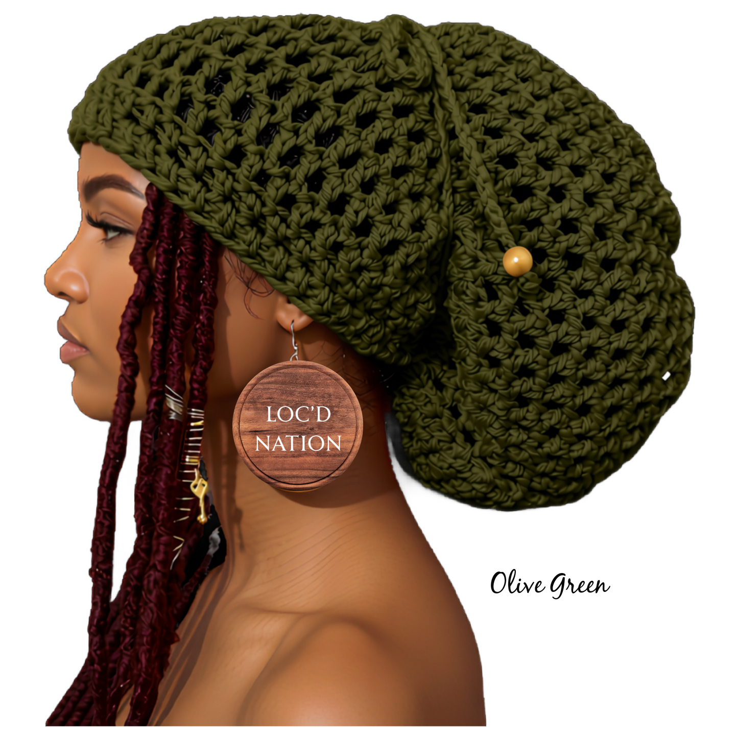 Crochet Dreadlock Tam with Drawstring, Slouchy hats for big hair, Dreads hat