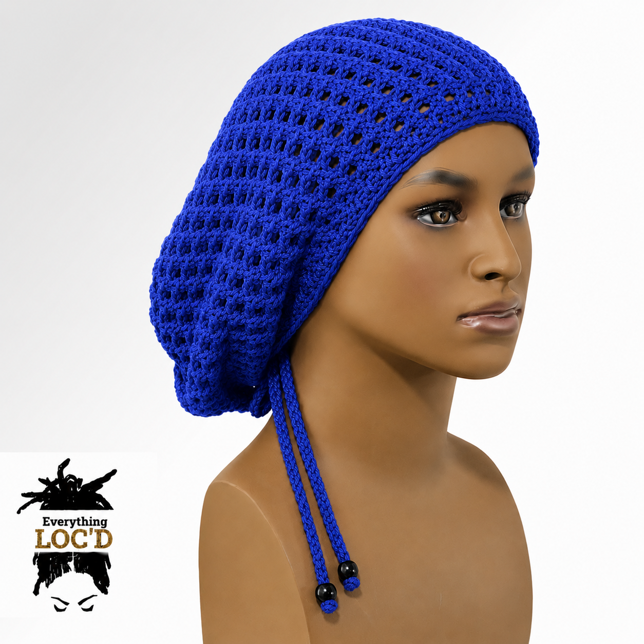 Crochet Oversized Black Cotton Men Rasta Tam for Dreadlocks, Slouchy Beanie, Gift for men or women, big hat with drawstring, Everything Locd