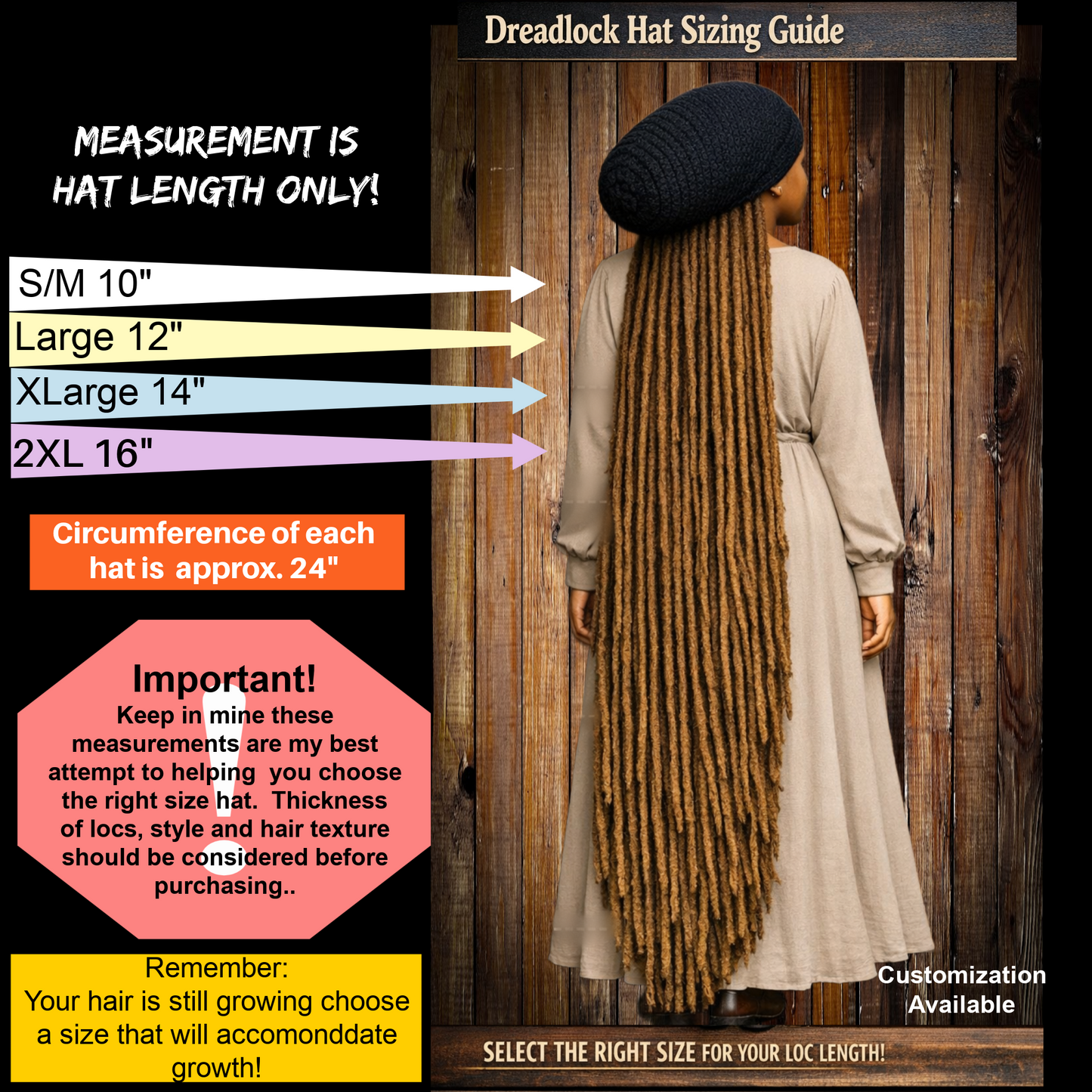 Crochet Dreadlock Tam with Drawstring, Slouchy hats for big hair, Dreads hat