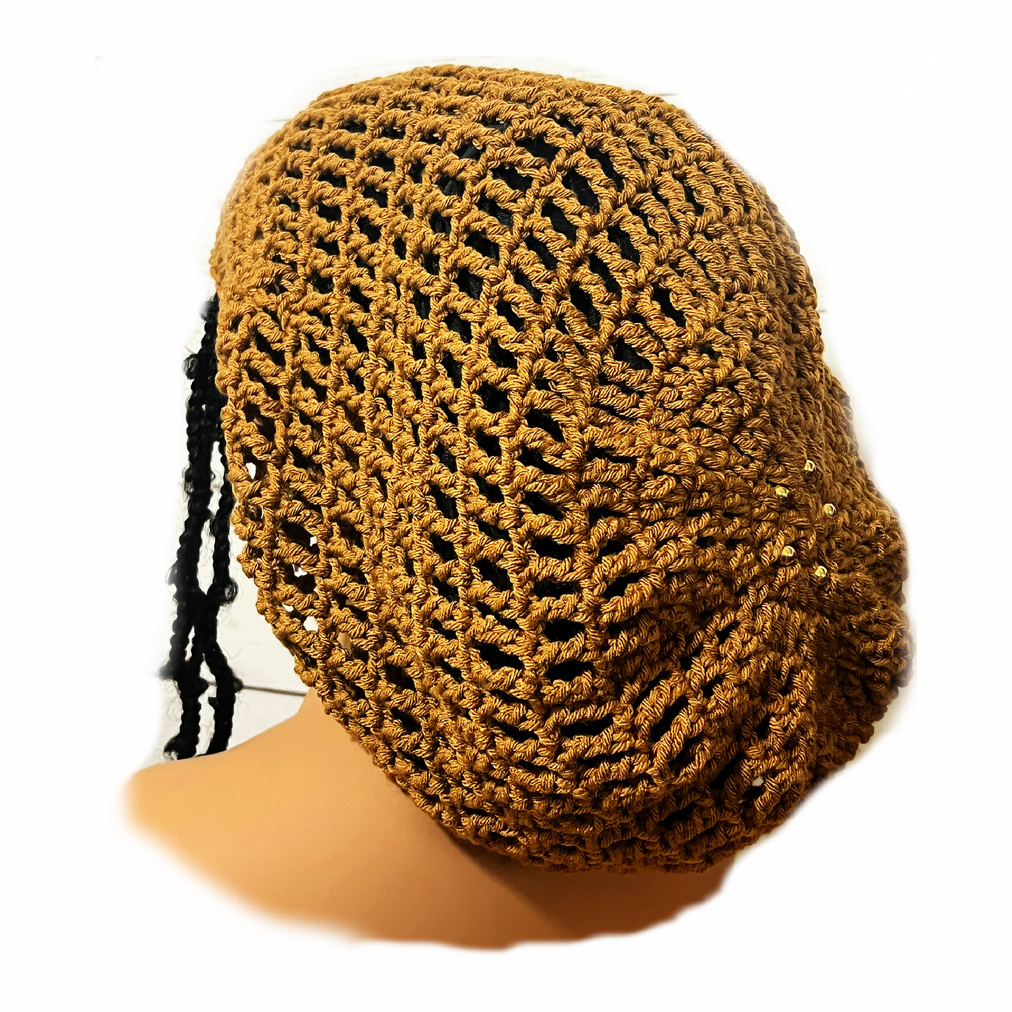 Dreadlock Tam with drawstring, Slouchy Tam for Locs, Dreads & Braids, Crochet Rasta dreads hat (Copy)