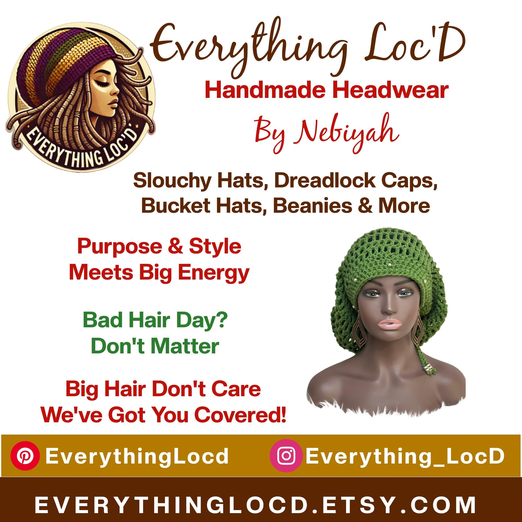 Mega Slouchy Dreadlock Rasta Tam with adjustable Drawstring, Extra Large Hats
