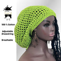 Crochet Cotton Slouchy Beanie: Lime Green Dreadlock Hat