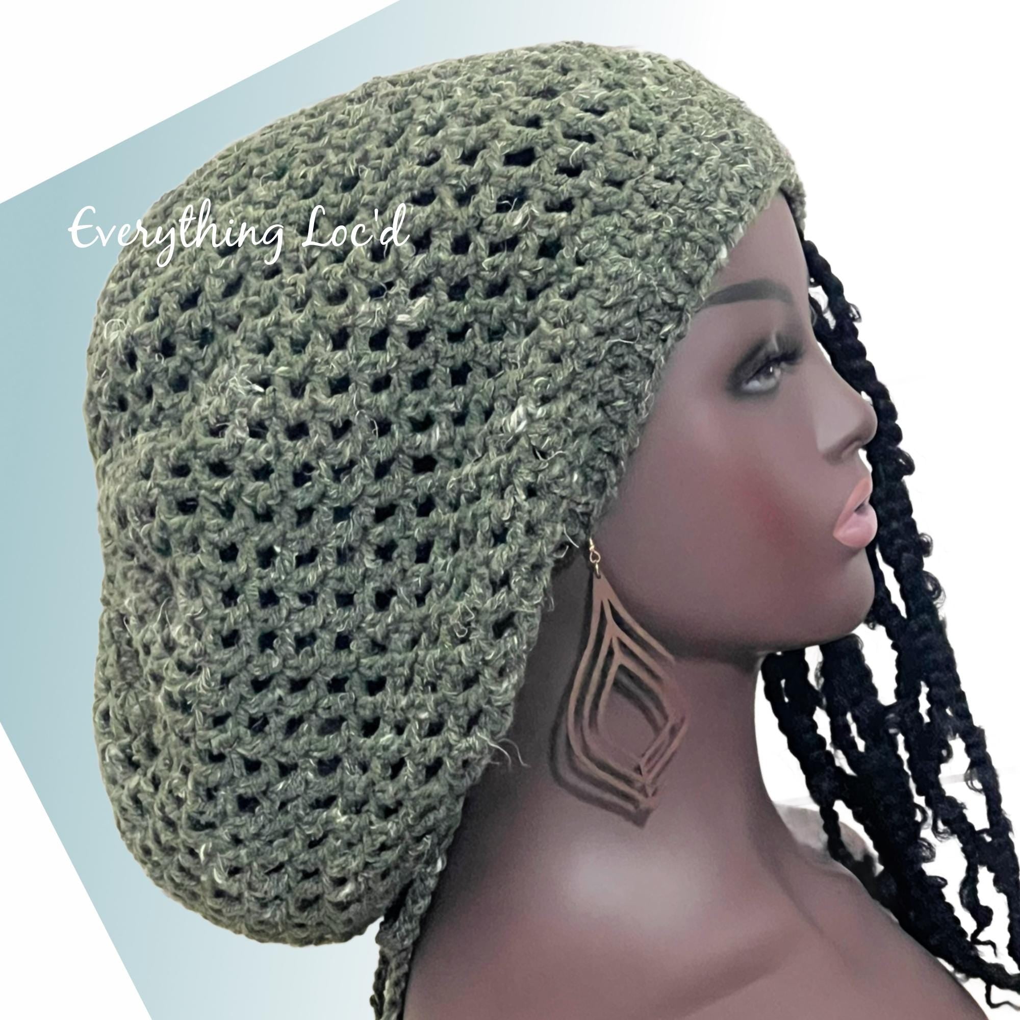 Crochet Rasta Tam with drawstring, Adjustable Dreadlock Cap, Rustic Slouchy Beanie, Eveything Locd