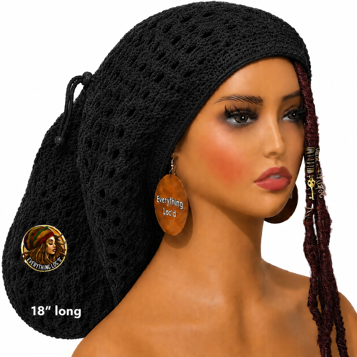 Crochet Rasta Tam with drawstring, Mega Slouchy Beanie, Large Adjustable dreadlock cap, Everything Locd