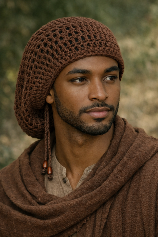 Men Cotton Rasta Tam with drawstring, Dreadlock Slouchy Beanie, Unisex dreads hat