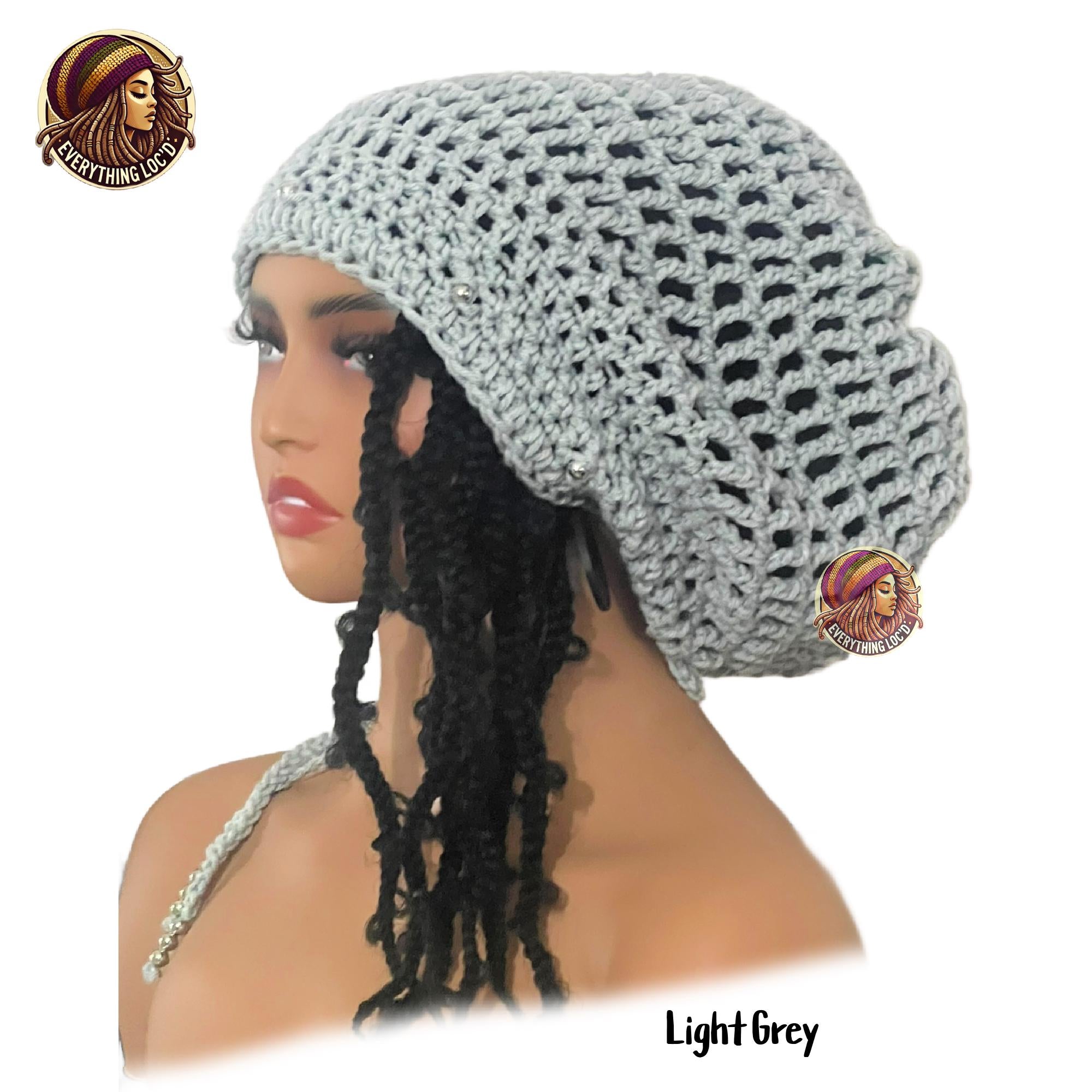 Crochet Dreadlock Tam with drawstring, Slouchy Rasta Beanie, Everything Locd