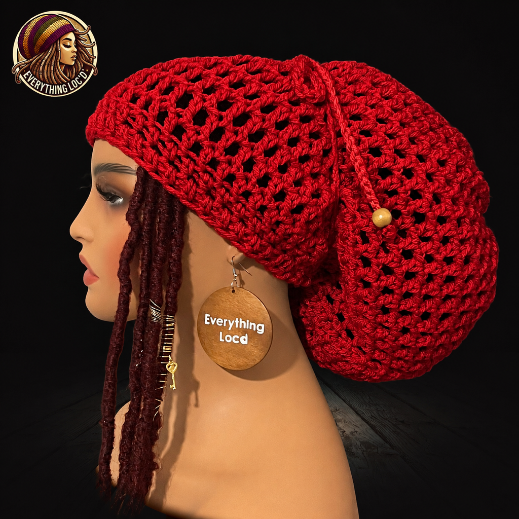 Chunky Rasta Tam with drawstring, Crocheted Slouchy Beanie, Multiple Colors, Everything Locd