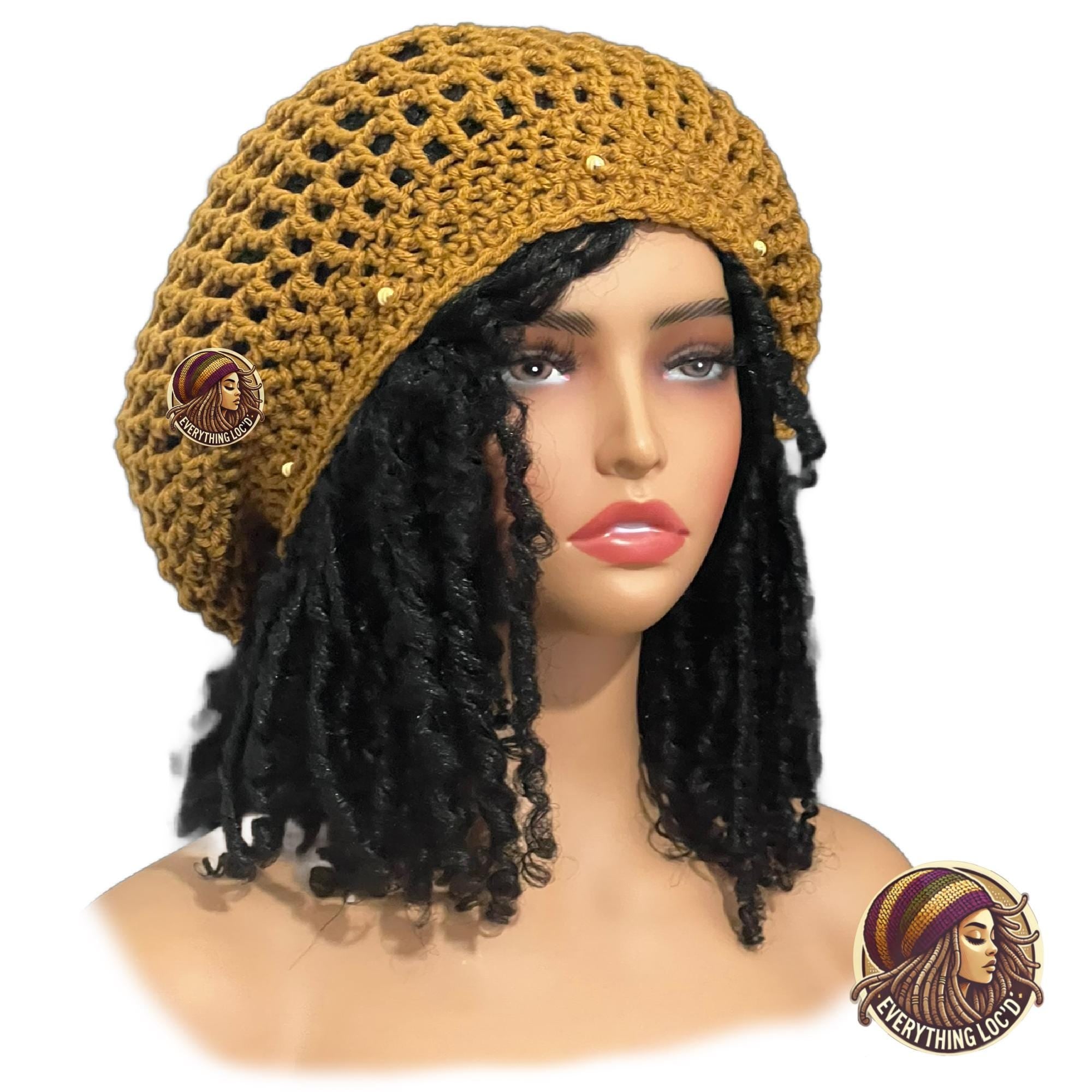 Crochet Rasta Tam for Dreadlocks, Slouchy Beanie hat, Women's hat, Everything Locd