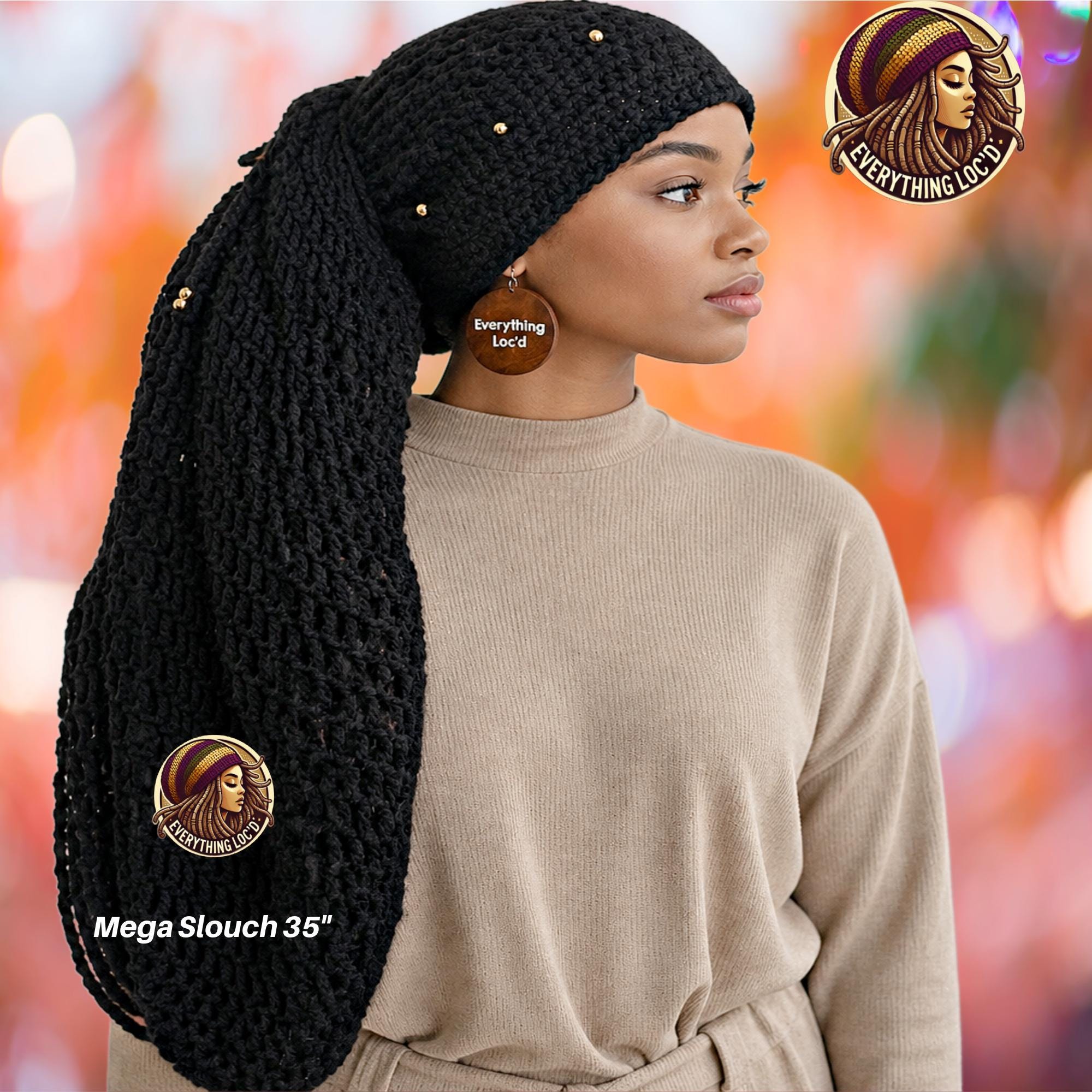 Mega Slouchy Dreadlock Rasta Tam with adjustable Drawstring, Extra Large Hats