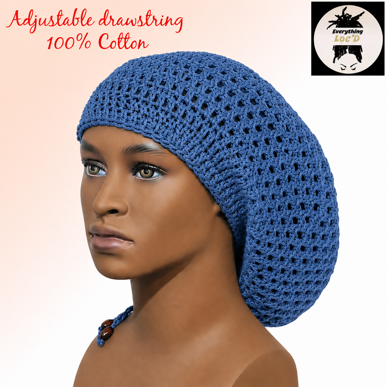 Oversized Cotton Rasta Tam, Dreadlock Slouchy Beanie, Everything Locd, Adjustable hats