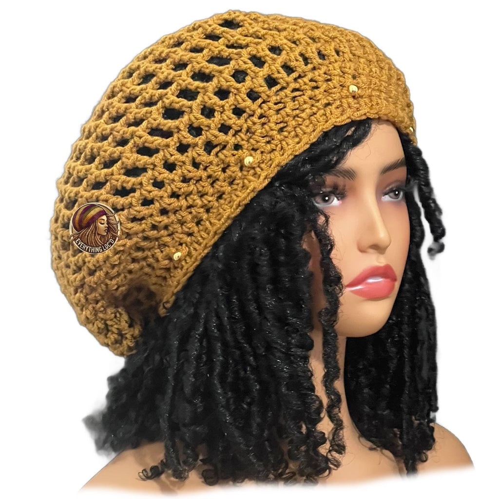 Crochet Rasta Tam for Dreadlocks, Slouchy Beanie hat, Women's hat, Everything Locd