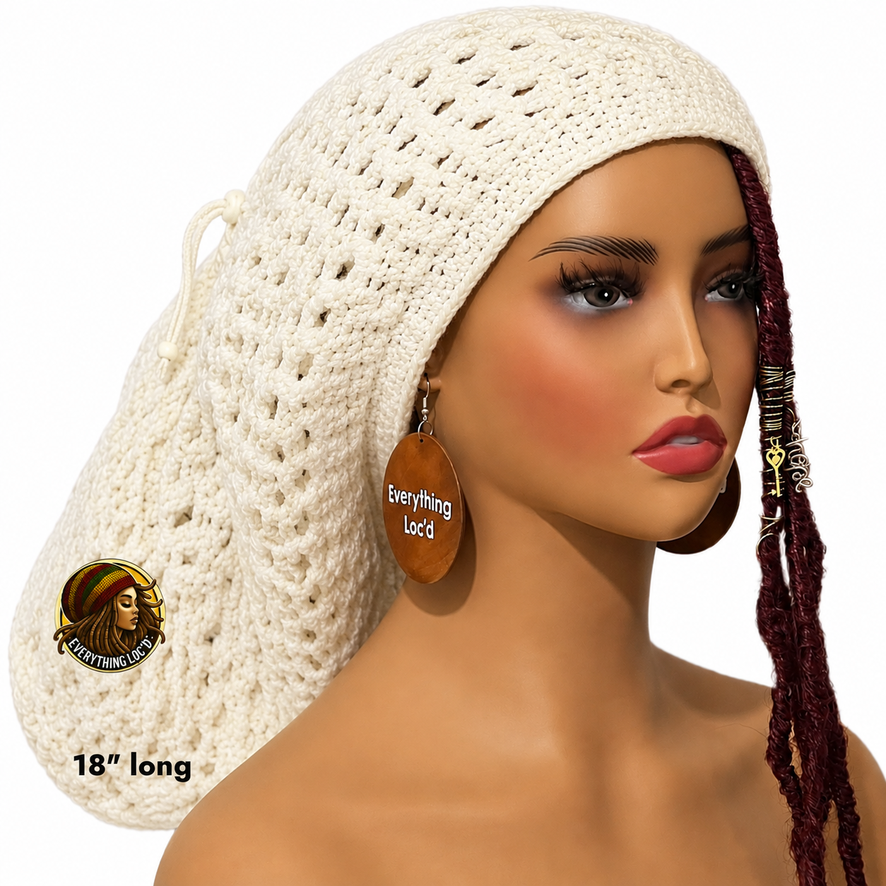 Crochet Rasta Tam with drawstring, Mega Slouchy Beanie, Large Adjustable dreadlock cap, Everything Locd