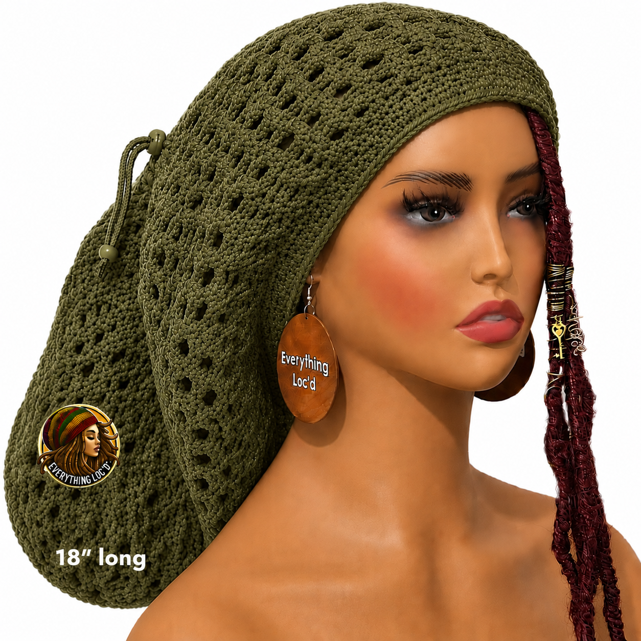 Crochet Rasta Tam with drawstring, Mega Slouchy Beanie, Large Adjustable dreadlock cap, Everything Locd