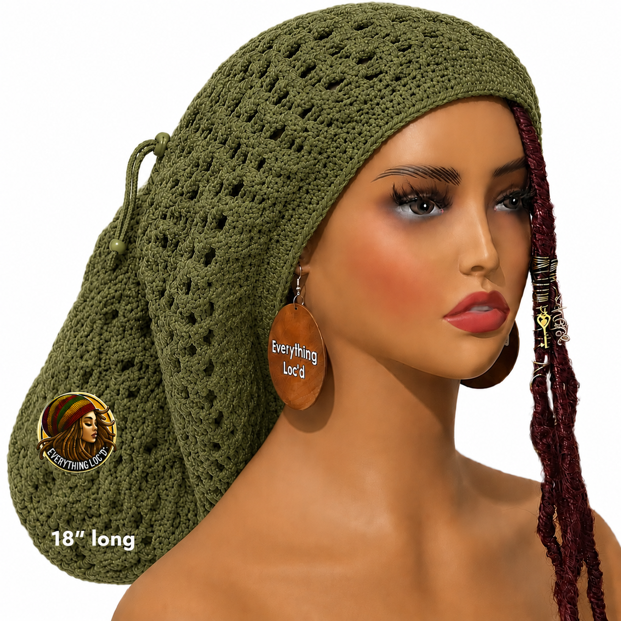 Crochet Rasta Tam with drawstring, Mega Slouchy Beanie, Large Adjustable dreadlock cap, Everything Locd