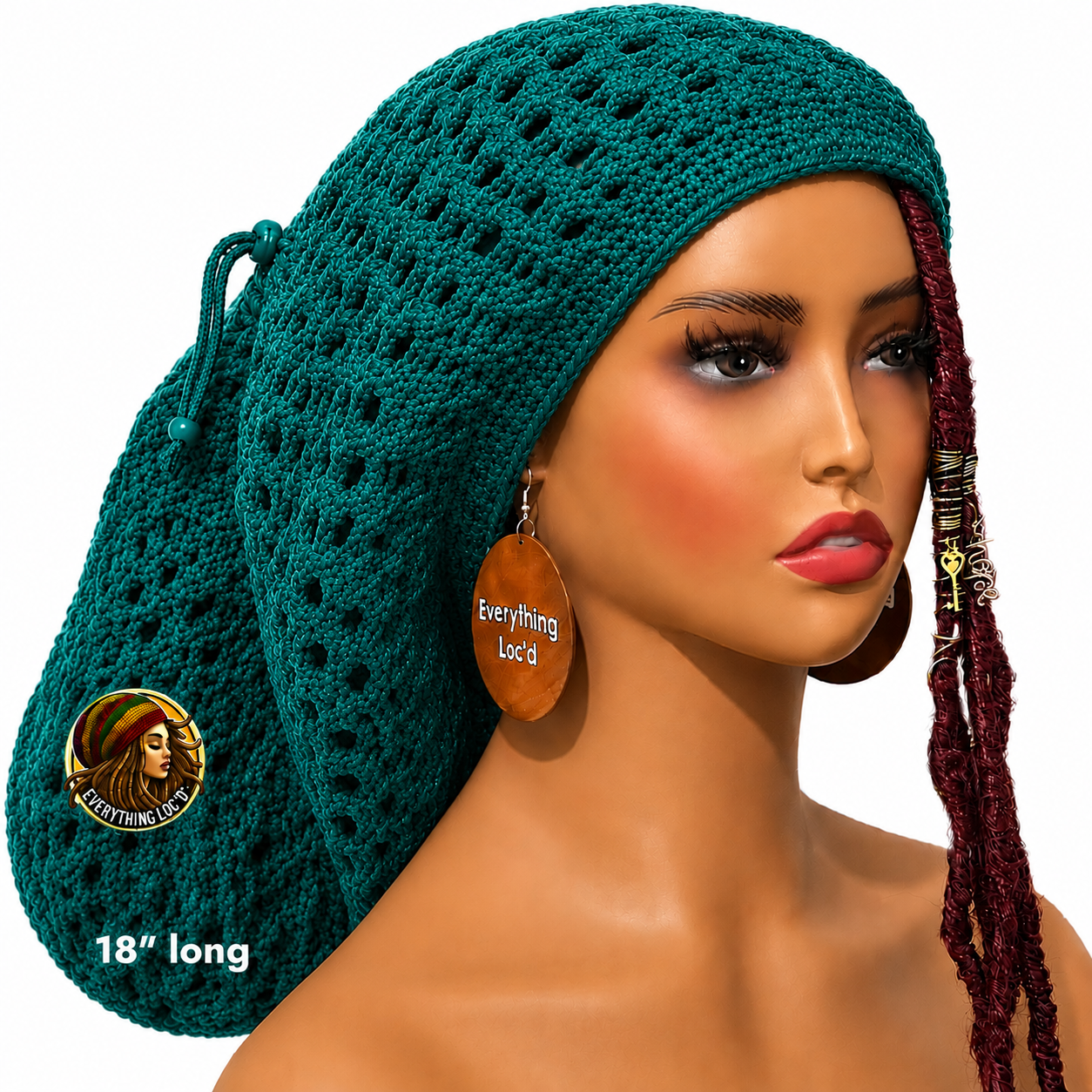 Crochet Rasta Tam with drawstring, Mega Slouchy Beanie, Large Adjustable dreadlock cap, Everything Locd