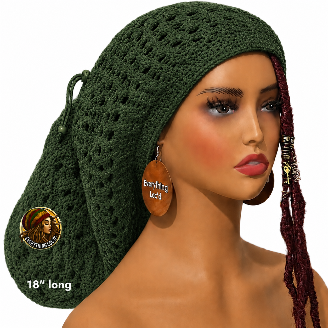 Crochet Rasta Tam with drawstring, Mega Slouchy Beanie, Large Adjustable dreadlock cap, Everything Locd
