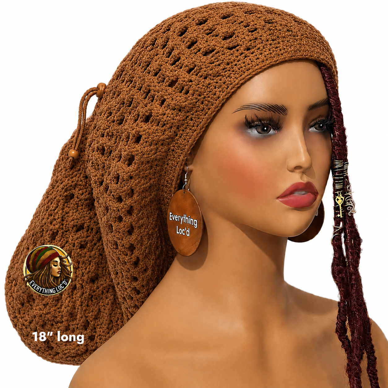 Crochet Rasta Tam with drawstring, Mega Slouchy Beanie, Large Adjustable dreadlock cap, Everything Locd