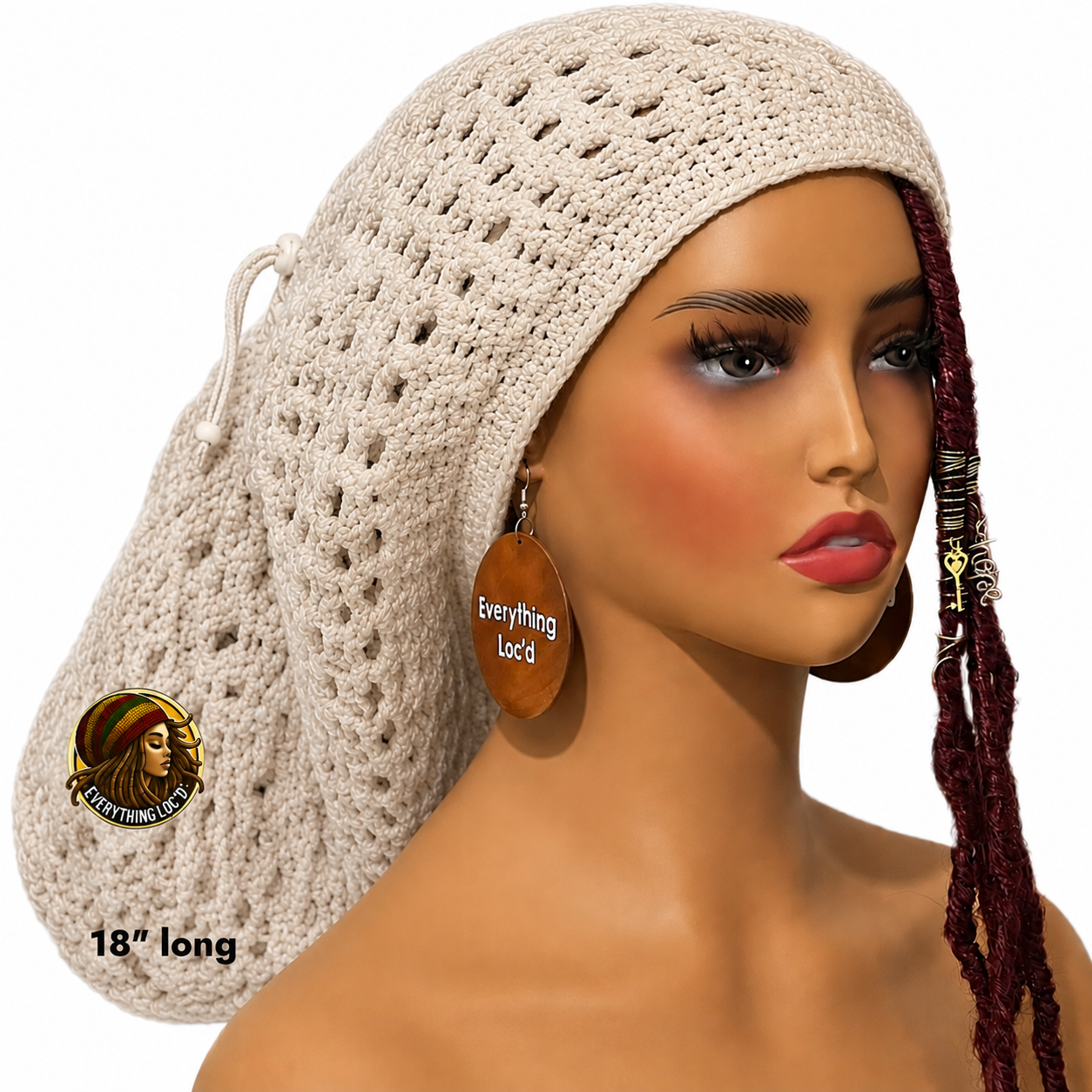 Crochet Rasta Tam with drawstring, Mega Slouchy Beanie, Large Adjustable dreadlock cap, Everything Locd