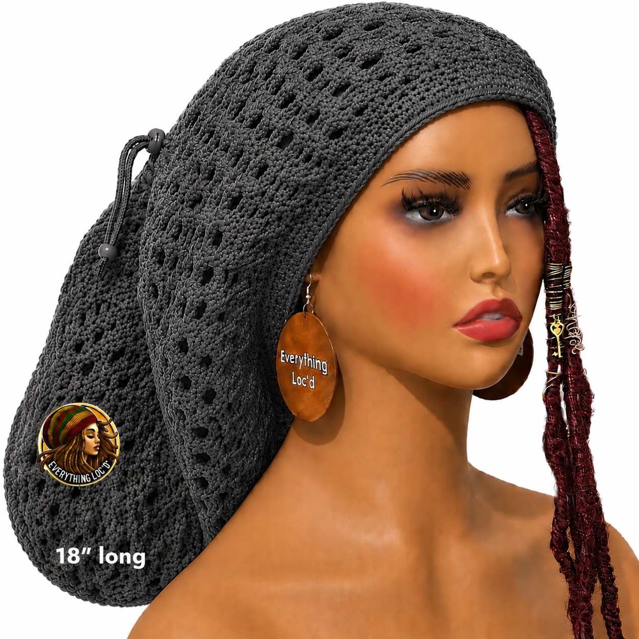 Crochet Rasta Tam with drawstring, Mega Slouchy Beanie, Large Adjustable dreadlock cap, Everything Locd