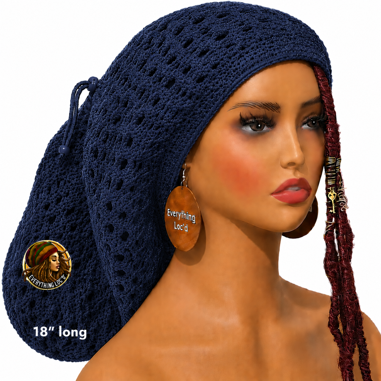 Crochet Rasta Tam with drawstring, Mega Slouchy Beanie, Large Adjustable dreadlock cap, Everything Locd