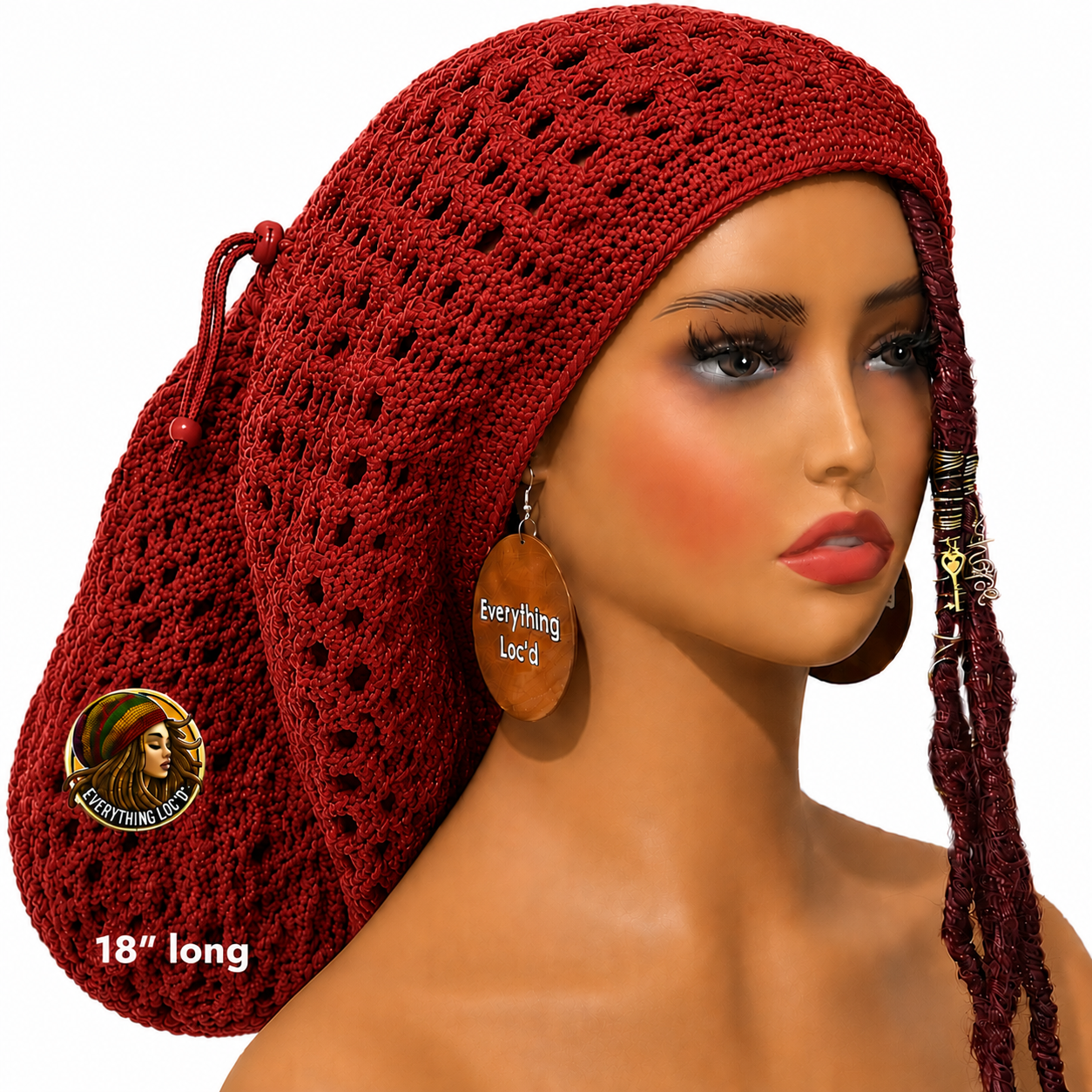 Crochet Rasta Tam with drawstring, Mega Slouchy Beanie, Large Adjustable dreadlock cap, Everything Locd