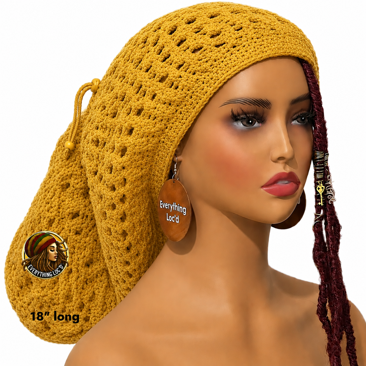 Crochet Rasta Tam with drawstring, Mega Slouchy Beanie, Large Adjustable dreadlock cap, Everything Locd