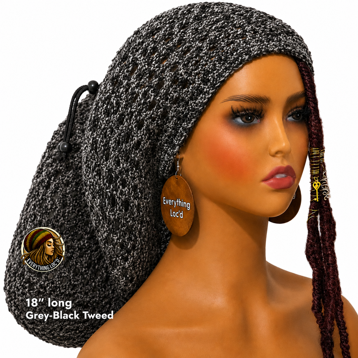 Crochet Rasta Tam with drawstring, Mega Slouchy Beanie, Large Adjustable dreadlock cap, Everything Locd
