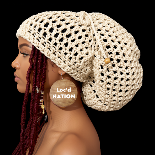Crochet Dreadlock Tam with Drawstring, Slouchy hats for big hair, Dreads hat