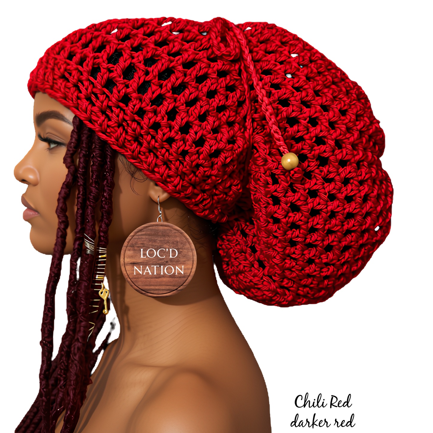 Crochet Dreadlock Tam with Drawstring, Slouchy hats for big hair, Dreads hat