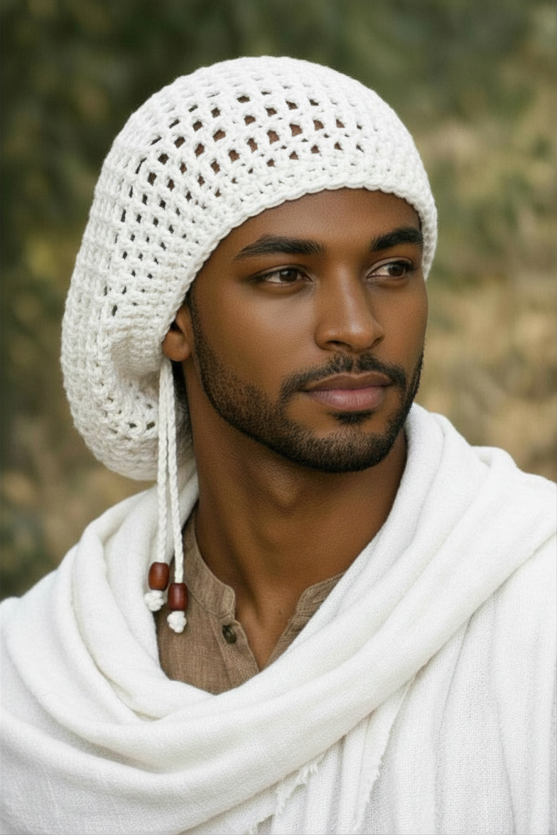 Men Cotton Rasta Tam with drawstring, Dreadlock Slouchy Beanie, Unisex dreads hat